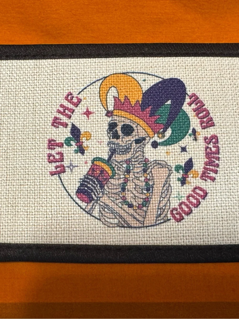 Mardi Gras Skeleton Beverage Holder - Purple, Green & Gold can Koozie